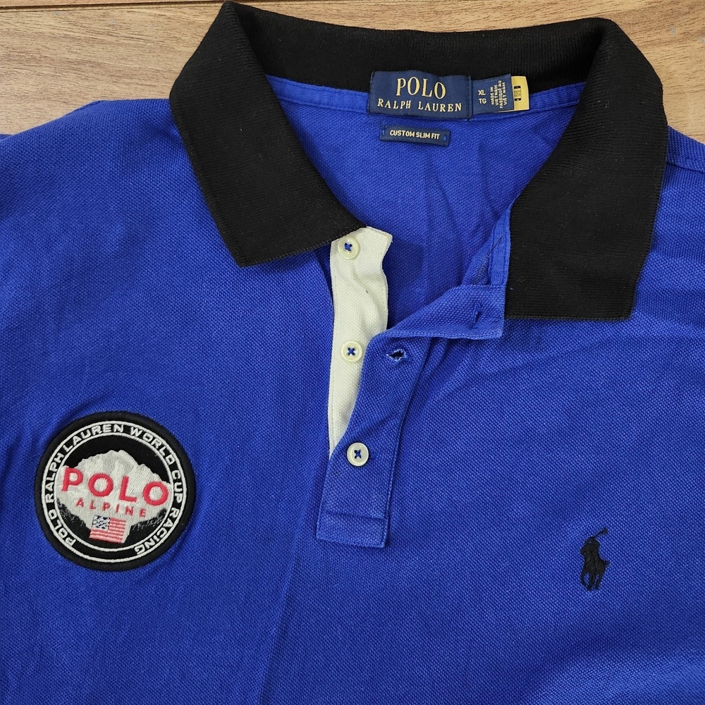 Polo Ralph Lauren Alpine Racing Polo Shirt Custom Slim Fit Size XL